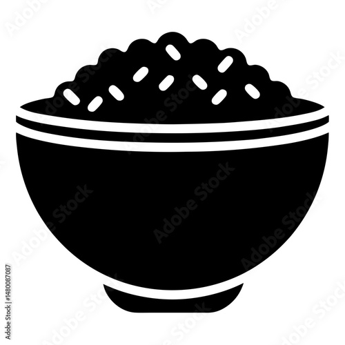 Bowl of rice black silhouette vector illustration