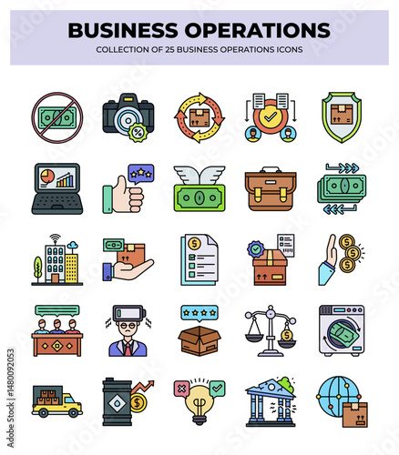 Collection of 25 Business Operations Icons: Streamline Your Workflow