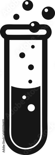 Test Tube With Bubbles Silhouette Vector Illustration
