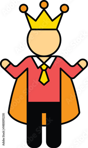 King in Crown and Cape Illustration