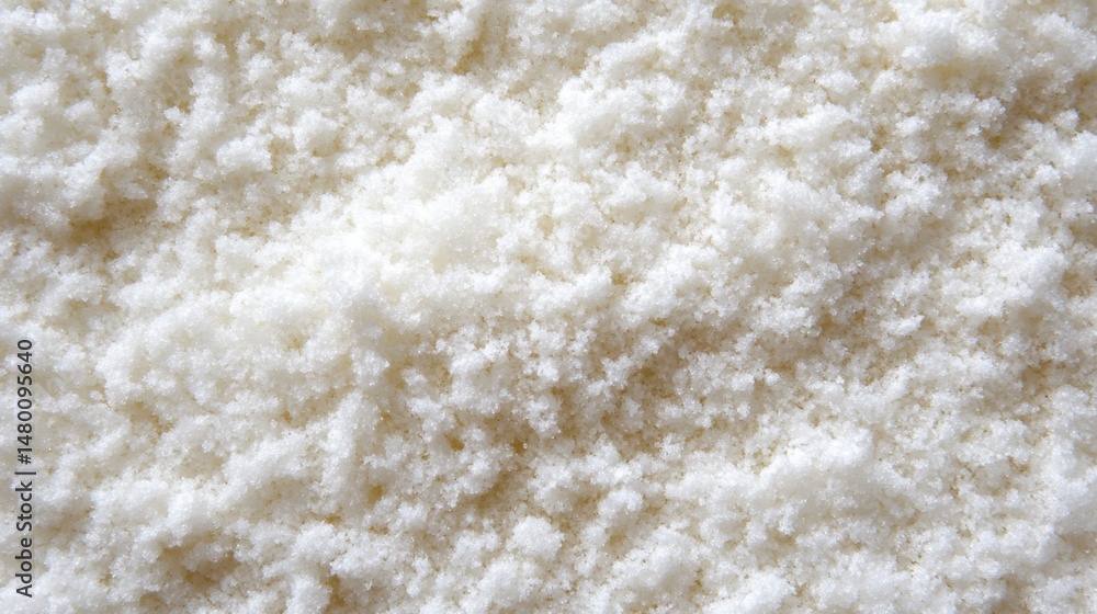 Close up view of white granulated sugar pile showing texture and crystal structure in bright light studio shot Close up view of white granulated sugar pile showing texture and crystal structure in bright light studio shot