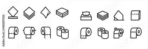 Line drawings of various tissue products and paper designs displayed in a structured layout for easy comparison