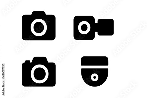 Basic camera icons representing photography and videography tools on a plain background