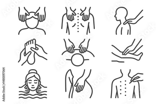 Relaxation techniques for wellness and self-care illustrated through various massage methods