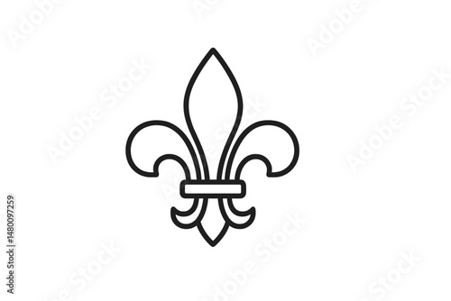 Iconic fleur de lis design featuring a classic three-petaled flower symbol in a minimalist style on a white background