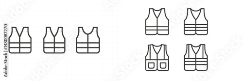Collection of construction safety vests displayed in a simple design for a training or safety event