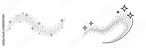 Stylized sparkling stars and whimsical sparkler trails create an enchanting cosmic effect in minimalist design