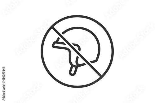 Symbol indicating prohibition of wearing helmets in designated areas or activities to ensure safety compliance and awareness