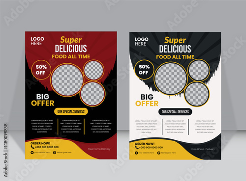 Creative Food flyer design templet set. This is clean and clear design.