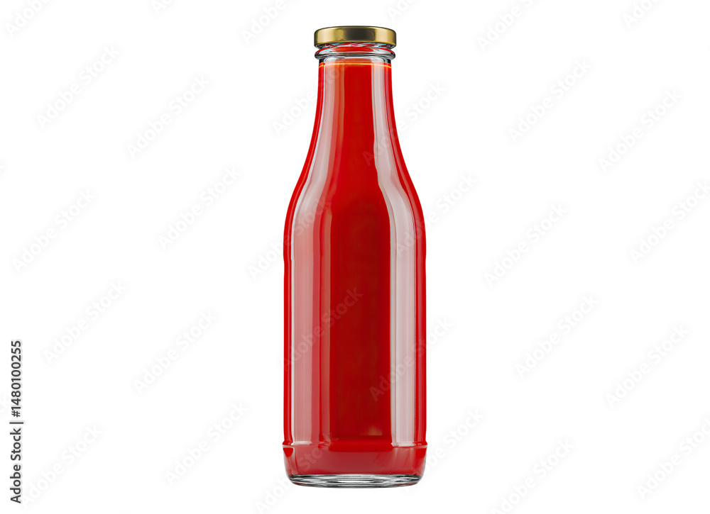 Glass bottle filled with ketchup Glass bottle filled with ketchup