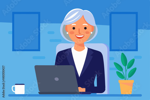 business woman working on laptop