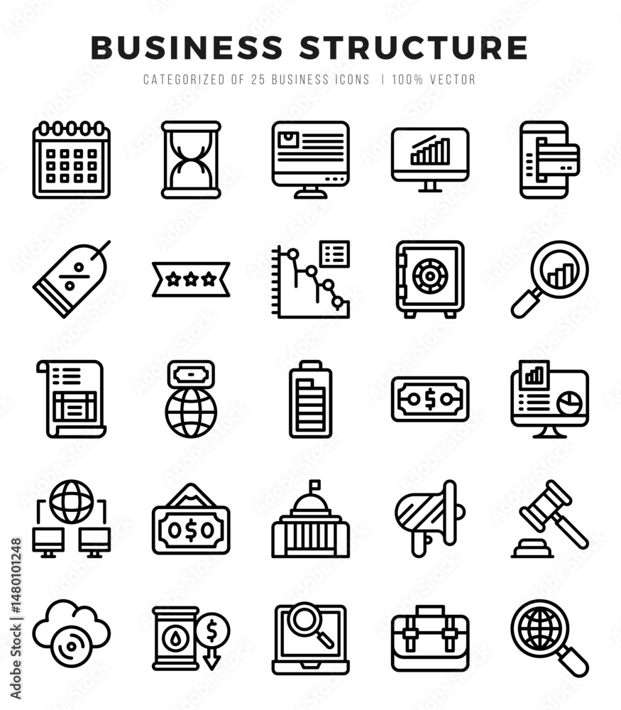 Business Structure web icons in Lineal style. Business Structure web icons in Lineal style.
