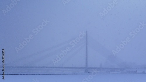 Snow falling In Riga, Latvia, slow motion