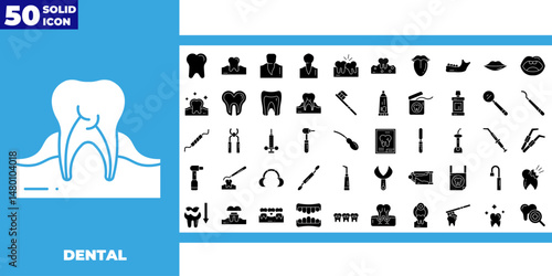 Dental glyph icons collection