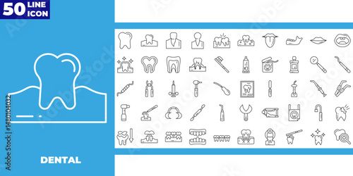 Dental line icons collection