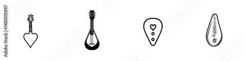 Vector illustration icons showcasing musical instruments with unique designs for creative projects and artistic expressions