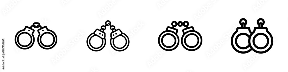 Vector illustration of handcuff icons representing law enforcement and security themes in minimalistic design Vector illustration of handcuff icons representing law enforcement and security themes in minimalistic design