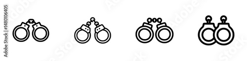 Vector illustration of handcuff icons representing law enforcement and security themes in minimalistic design
