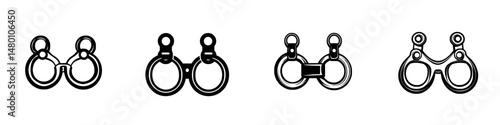Vector illustration showcasing various styles of handcuffs in a minimalistic design for educational or graphic use