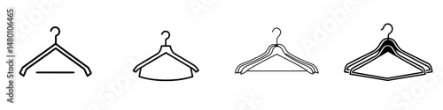 Multiple styles of clothing hangers showcased in a simple vector illustration for storage and organization