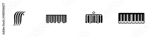 Various vector illustration icons of musical instruments showcasing different keyboard and xylophone designs for music-related projects