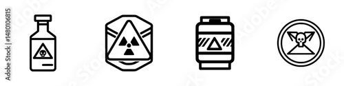 Radiation symbols collection in vector illustration highlighting safety and caution in hazardous environments