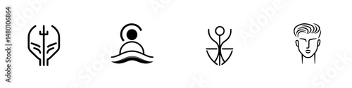 Modern vector illustration icons representing nature, water, wellness, and personal care for minimalist design projects