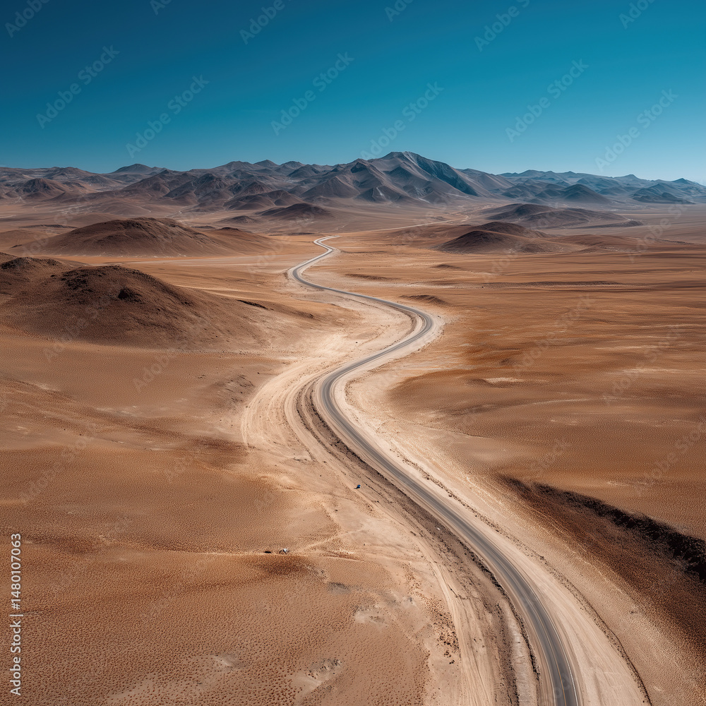Winding Road Through Desert Landscape