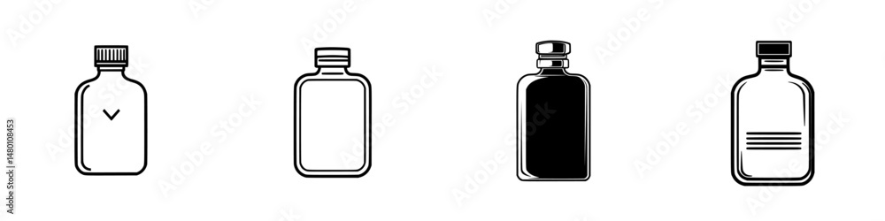 Collection of vector illustration icons representing various bottle designs suitable for graphic applications and branding needs Collection of vector illustration icons representing various bottle designs suitable for graphic applications and branding needs
