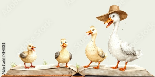 Cartoon Ducks - Illustrated Book Style Farm Animals
