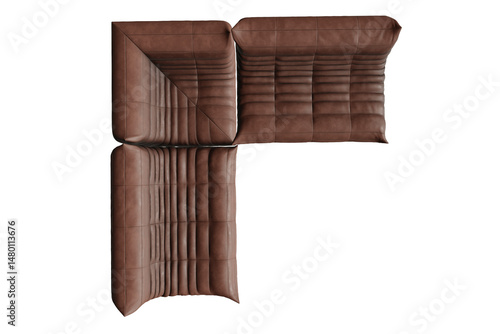 Modern brown leather corner sofa – 3D render