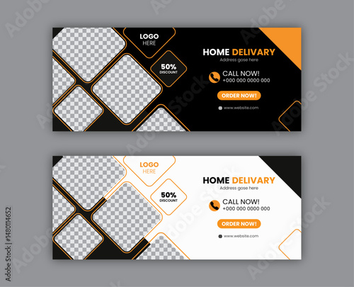 Creative Food Promotional banner template design Set. modern flat restaurant business banner, social media post, timeline cover, web banner, template design.