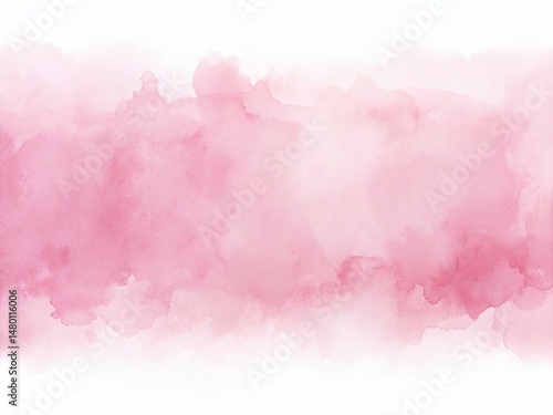 Light Pink Watercolor Background with Copy Space for Text - Panoramic Hand-Drawn Design