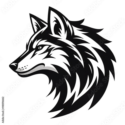 wolf head logo black and white
