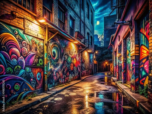 Low Light Street Art Doodle Background: Urban Graffiti Texture Design