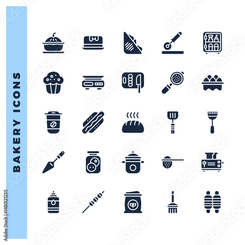 25 Bakery Glyph icons pack. vector illustration.