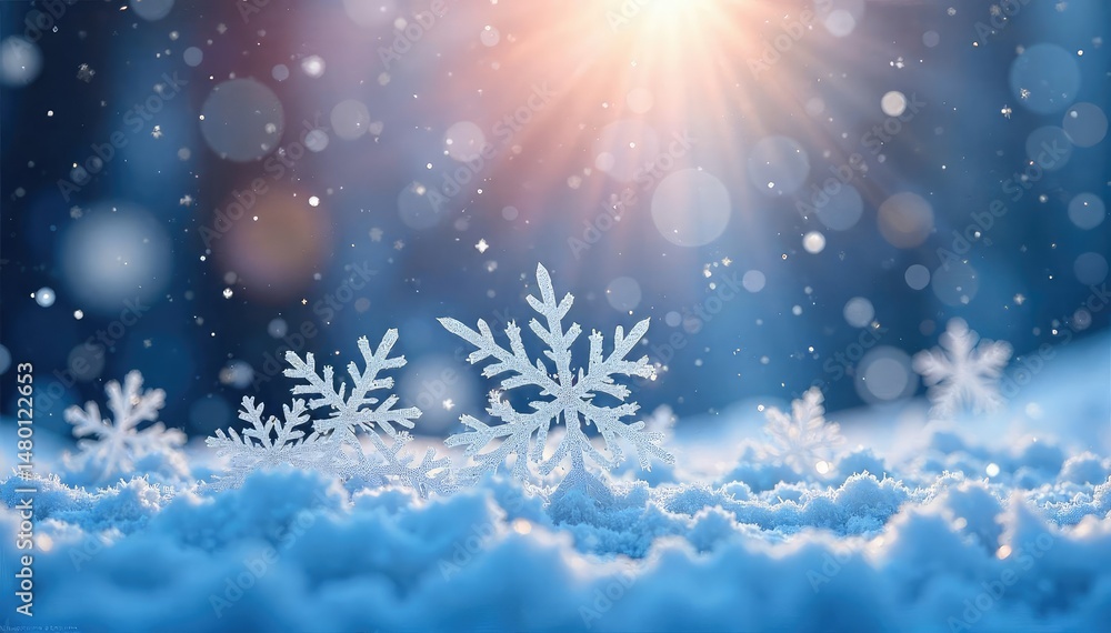 Naklejka premium Intricate snowflakes form a mesmerizing winter background , holiday, winter background, beautiful