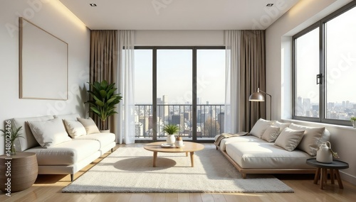 Wallpaper Mural Modern minimalist studio apartment interior design, bright and airy space , bright, stylish Torontodigital.ca