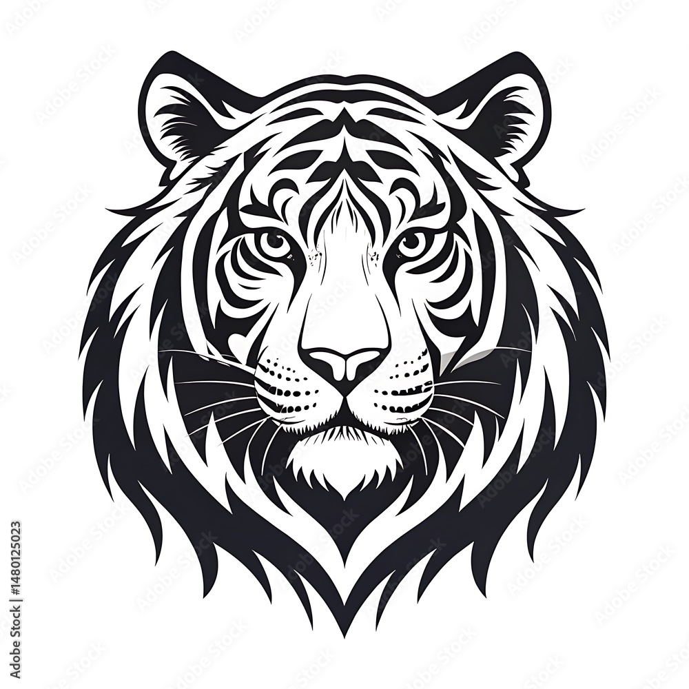 Fototapeta premium tiger head logo black and white