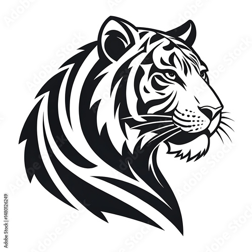 tiger head logo black and white