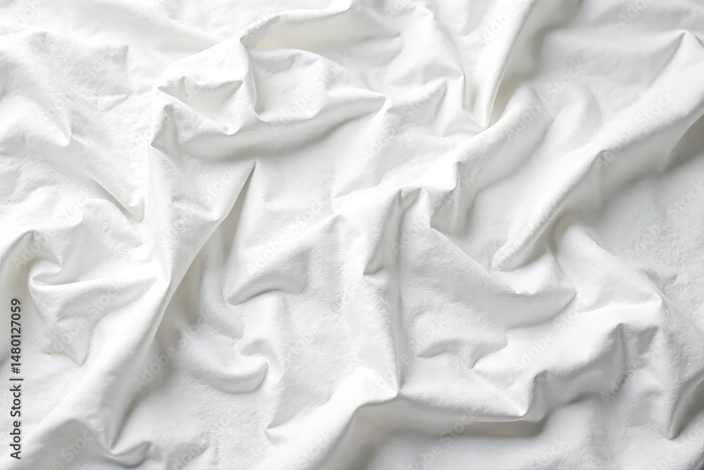 Obraz premium Wrinkled white cotton pillowcases, textured linen , organic cotton, rough, white bedding