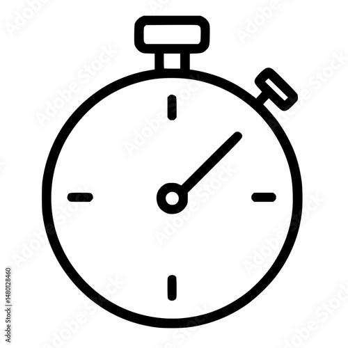 Minimal black line icon of stopwatch for timing and countdown