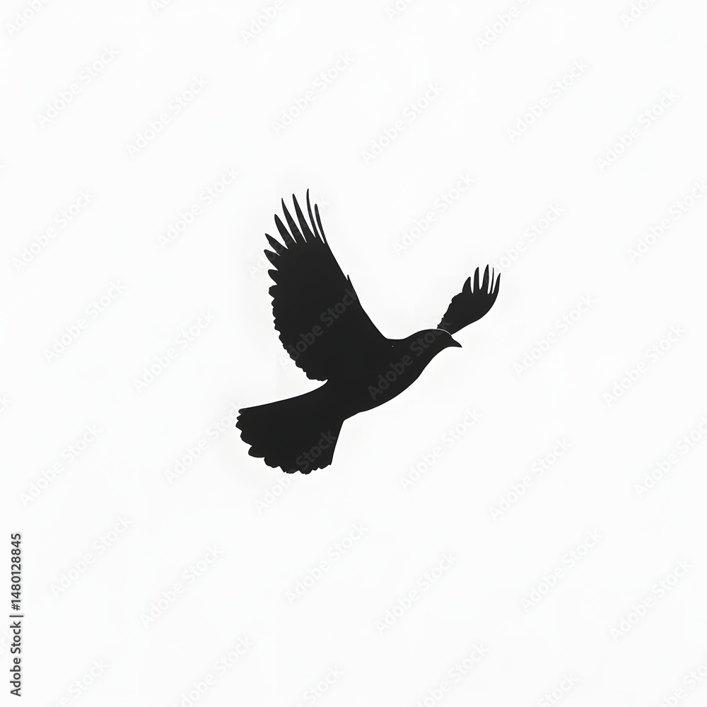 Fototapeta premium Silhouette of a bird soaring through the air.