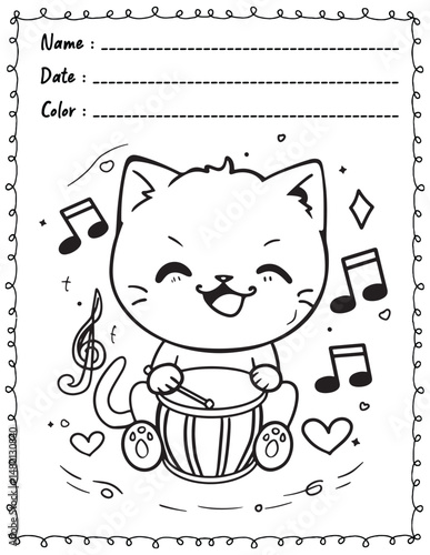 Cat Coloring Pages For Kid and adult.  
High resolution (300 DPI), 
Ready to print on standard 8.5x11 inch paper With No Bleed, 
Black and White. 
Vector illustration - AI, EPS, PNG, JPEG.