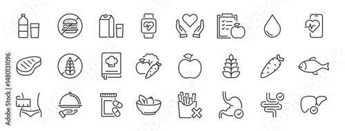 Healthconscious lifestyle icons collection nourishing choices
