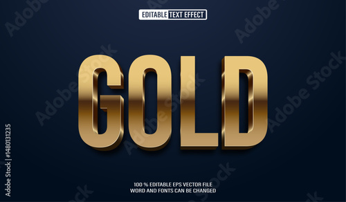 Editable 3d text style effect - Golden text effect Template