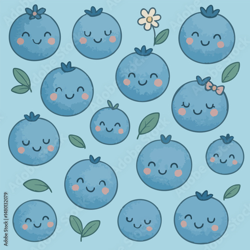 Cute Blueberry Pattern Print Design in Vector