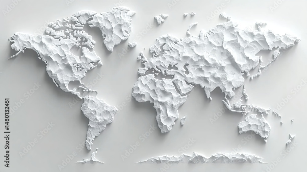 Obraz premium 3D Topographical World Map