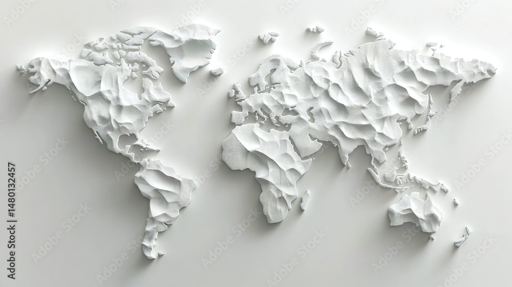 Obraz premium 3D Relief Map of the World