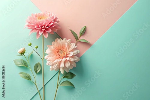 Minimalist Flower Illustrations Repeating Background - Simple Floral Pattern Design